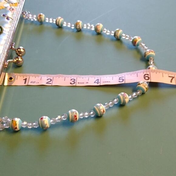 Embellished Beaded Kiss Clasp Clutch Cottagecore Grandmacore Granny Chic - Picture 6 of 7